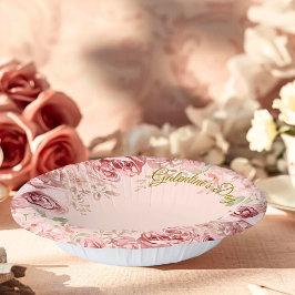 Blush Garden Roses Galentine Brunch Table Florals ペーパーボウル
