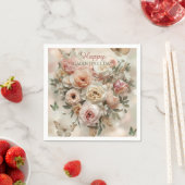 Blush Garden Roses Galentine Tea Party Florals スタンダードカクテルナプキン (インサイチュ)
