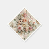 Blush Garden Roses Galentine Tea Party Florals スタンダードカクテルナプキン (角)