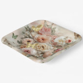 Blush Garden Roses Galentine Tea Party Florals ペーパープレート (傾斜あり)