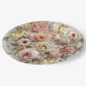Blush Garden Roses Galentine Tea Party Florals ペーパープレート (アングル)