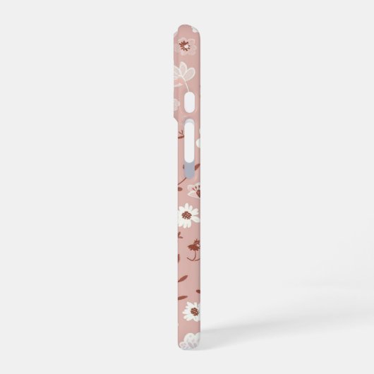 Blush Garden – Soft Pink Floral Pattern Phone Case iPhone 16ケース (左側面)