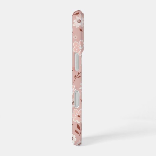 Blush Garden – Soft Pink Floral Pattern Phone Case iPhone 16ケース (右側面)
