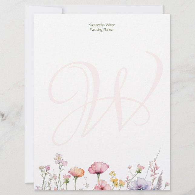 Blush Garden Watercolor Personalized レターヘッド (正面)