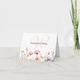Blush Garden Watercolor Personalized Stationery ノートカード