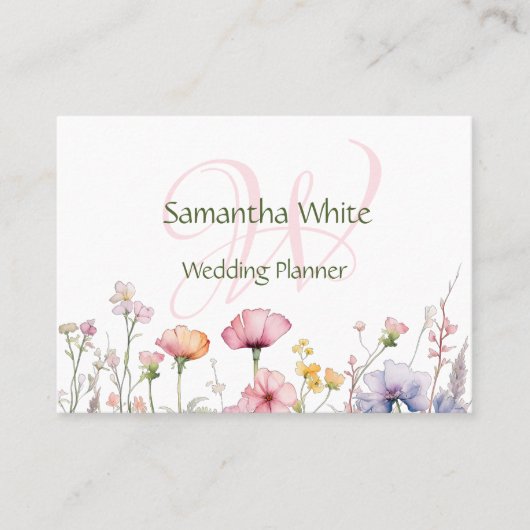 Blush Garden Watercolor Personalized Stationery 名刺 (正面)