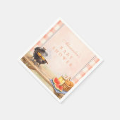 Blush Gingham Baby Q Baby Shower スタンダードカクテルナプキン (角)