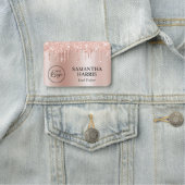 Blush Glitter Drips Pale Rose Gold Ombre 名札 (インサイチュ)