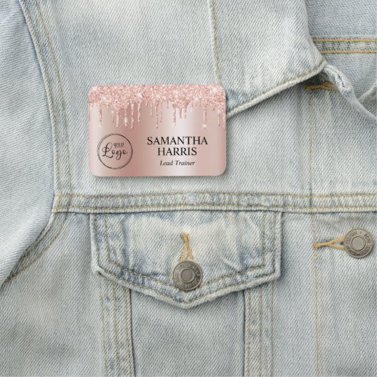 Blush Glitter Drips Pale Rose Gold Ombre 名札 (インサイチュ)