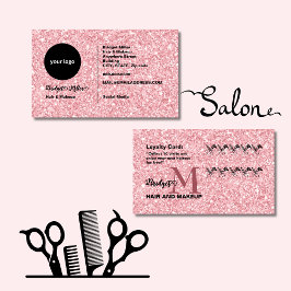 Blush Glitter hair salon monogram Logo ロイヤリティカード