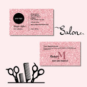 Blush Glitter hair salon monogram Logo  予約カード