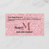 Blush Glitter hair salon monogram Logo  予約カード (裏面)