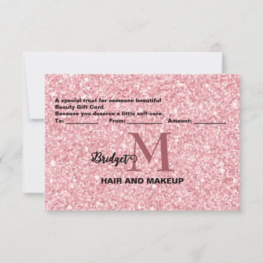 Blush Glitter Monogram Hair & Makeup Gift card (裏面)