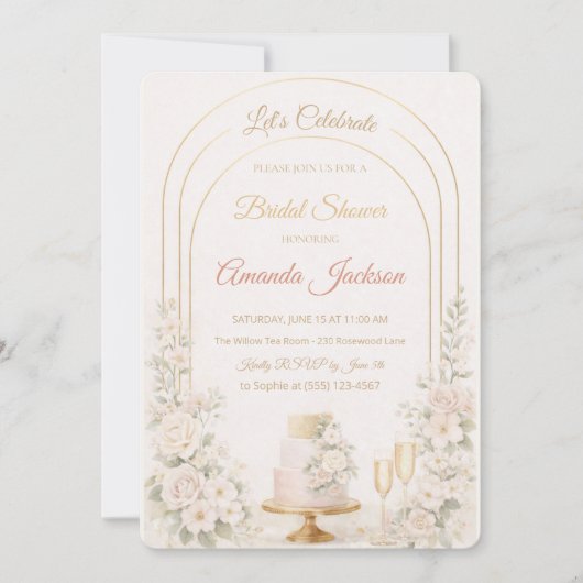 Blush Gold Arch Chic Invitation 招待状 (正面)