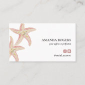 Blush Gold Elegant Tropical Starfish Beach Coastal 名刺 (正面)