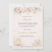 Blush Gold Floral Anniversary Invitation 招待状 (正面)