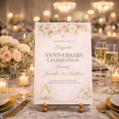 Blush Gold Floral Anniversary Invitation 招待状