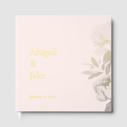 Blush Gold Foil Personalized Wedding ゲストブック (正面)