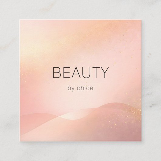 Blush Gold Glow Gradient Salon スクエア名刺 (正面)
