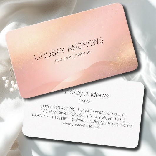 Blush Gold Glow Gradient Salon  名刺
