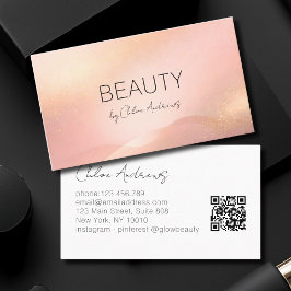 Blush Gold Glow Gradient Salon QR Code 名刺