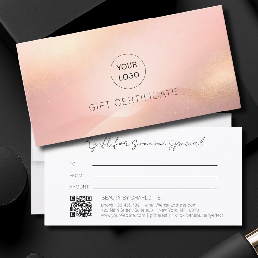 Blush Gold Glow Logo QR Code Gift Certificate