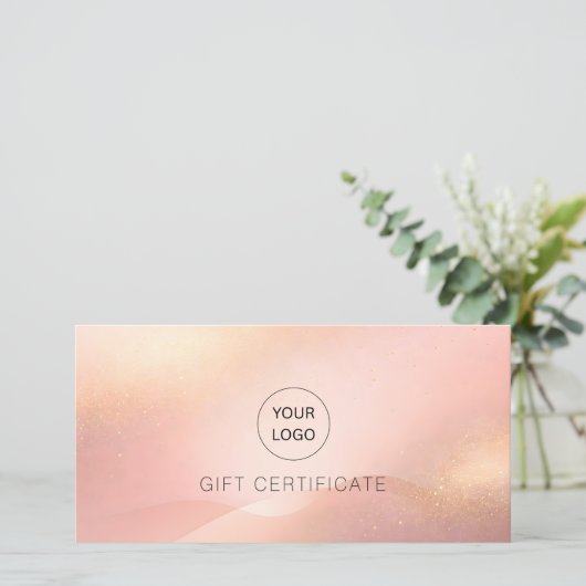 Blush Gold Glow Logo QR Code Gift Certificate (スタンド正面)
