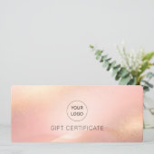 Blush Gold Glow Logo Salon Gift Certificate (スタンド正面)