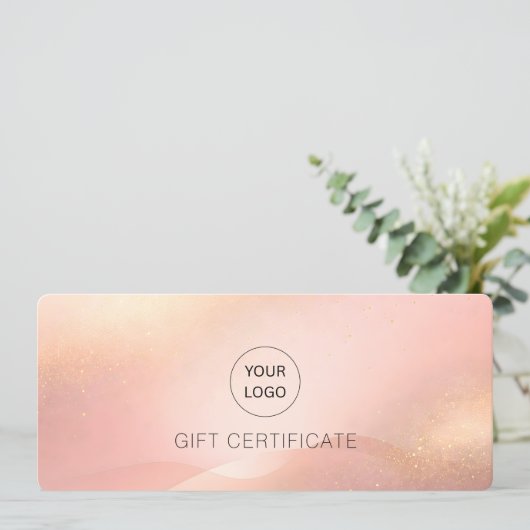 Blush Gold Glow Logo Salon Gift Certificate (スタンド正面)