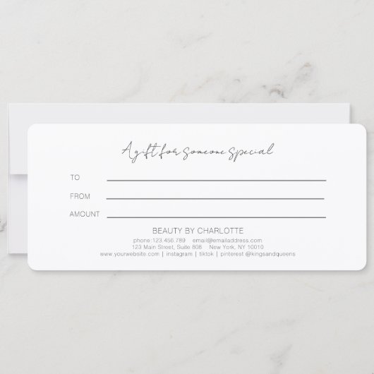 Blush Gold Glow Logo Salon Gift Certificate (裏面)