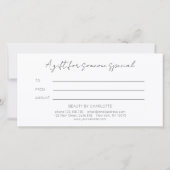 Blush Gold Glow Salon Logo Gift Certificate (裏面)