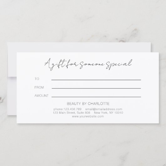 Blush Gold Glow Salon Logo Gift Certificate (裏面)