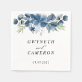 Blush Gold Greenery Succulent Dusty Blue Wedding  スタンダードカクテルナプキン (正面)