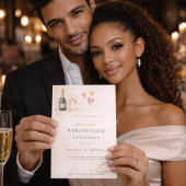 Blush Gold Hearts Anniversary Invitation 招待状