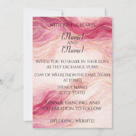 Blush & Gold Marble Wedding Invitation 招待状