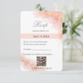 Blush Gold QR  Sparkle Romantic Wedding Elegance 出欠カード (スタンド正面)