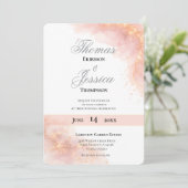 Blush Gold Sparkle Romantic Wedding Elegance 招待状 (スタンド正面)