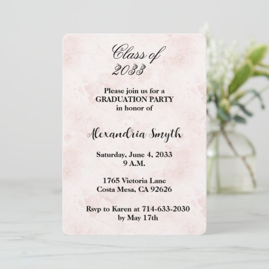 Blush Graduation Invitation 招待状 (スタンド正面)