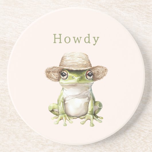 Blush Green Frog with Hat コースター (正面)