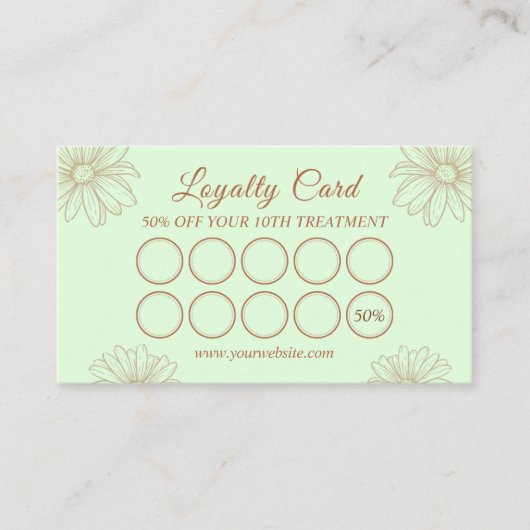 Blush Green loyalty Card for Salon & Beauty Artist ロイヤリティカード (正面)
