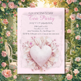 Blush Heart Galentine Tea Party Soft Romance Charm 招待状