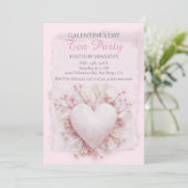 Blush Heart Galentine Tea Party Soft Romance Charm 招待状 (スタンド正面)