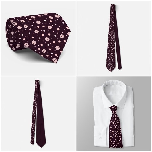 Blush Hexagon Geometric Dark Plum Tie ネクタイ