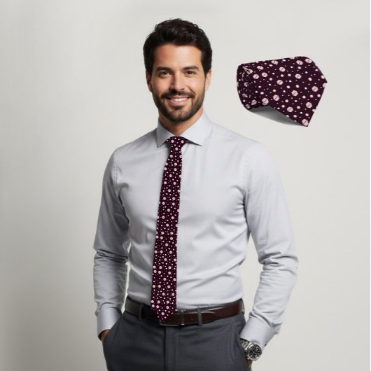 Blush Hexagon Geometric Dark Plum Tie ネクタイ