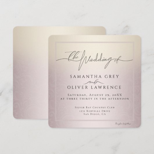 Blush Ivory, Elegant Minimalist Wedding Invitation (正面/裏面)