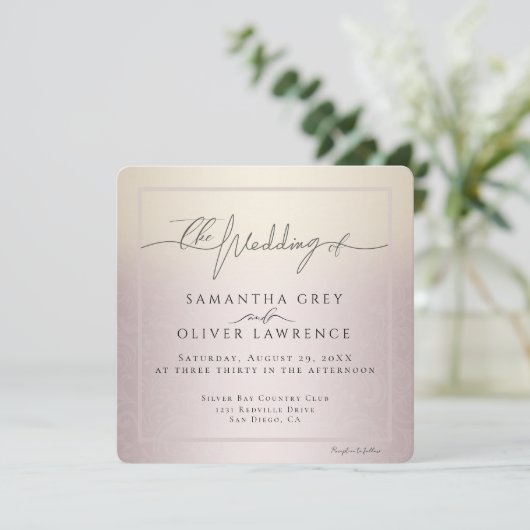 Blush Ivory, Elegant Minimalist Wedding Invitation (スタンド正面)