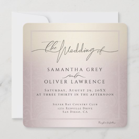 Blush Ivory, Elegant Minimalist Wedding Invitation (正面)