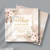 Blush Ivory Gold Floral Frame Wedding Guest Book ゲストブック