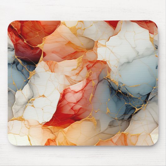 Blush & Ivory Marble with Golden Veins マウスパッド (正面)