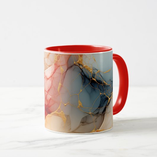 Blush & Ivory Marble with Golden Veins マグカップ (正面右)